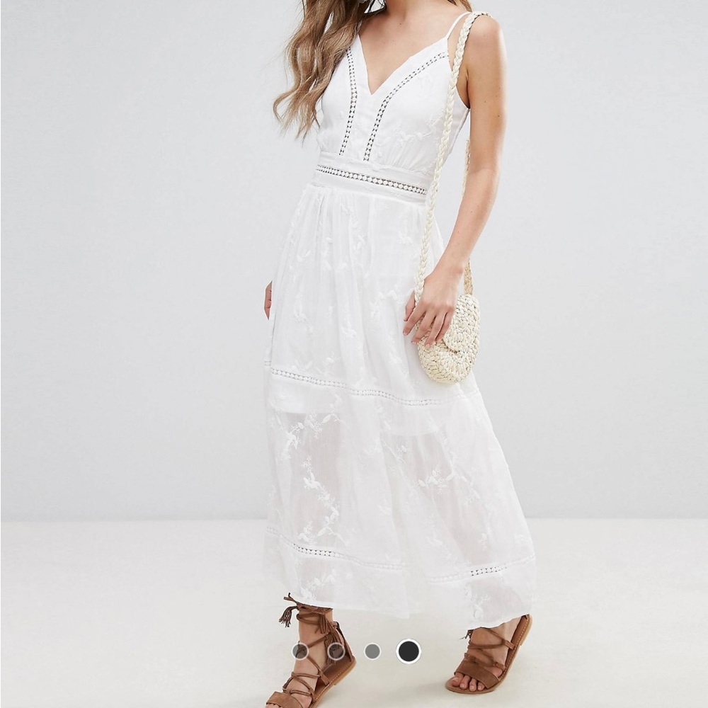 Parisian ASOS white midi dress with embroidery US sz4